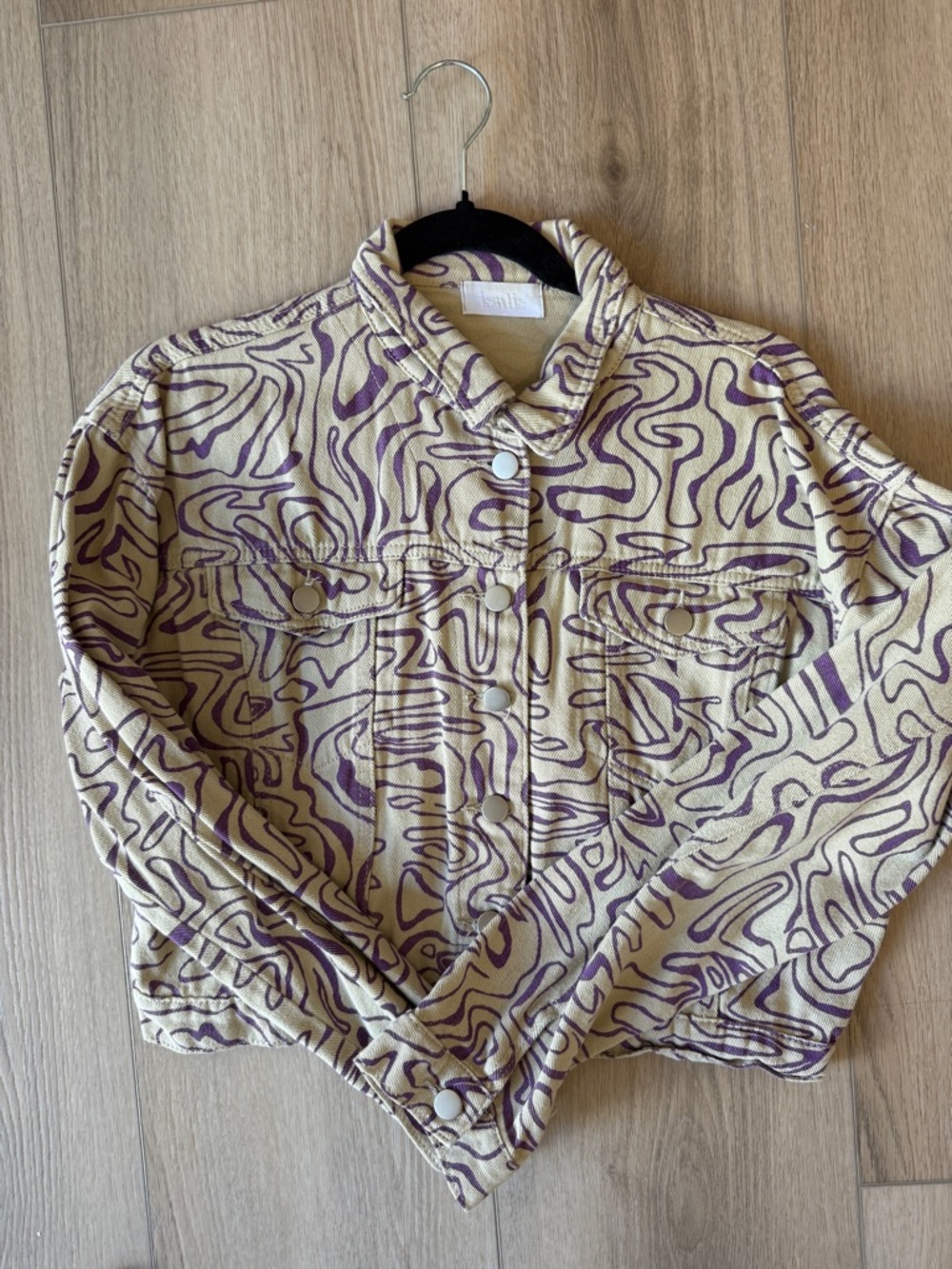Purple Abstract Print Jean Jacket - Women
